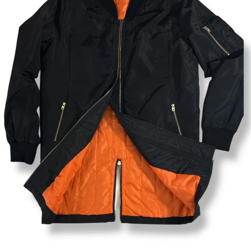 Moto‎ Black Orange Lightweight Bomber Jacket Womens Small